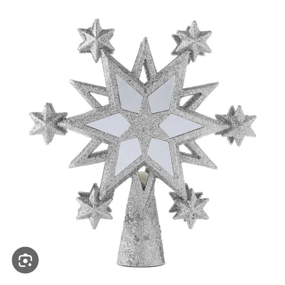 NEW! LED Projection Snowflakes Christmas Tree Topper Silver 11", by Holiday Time